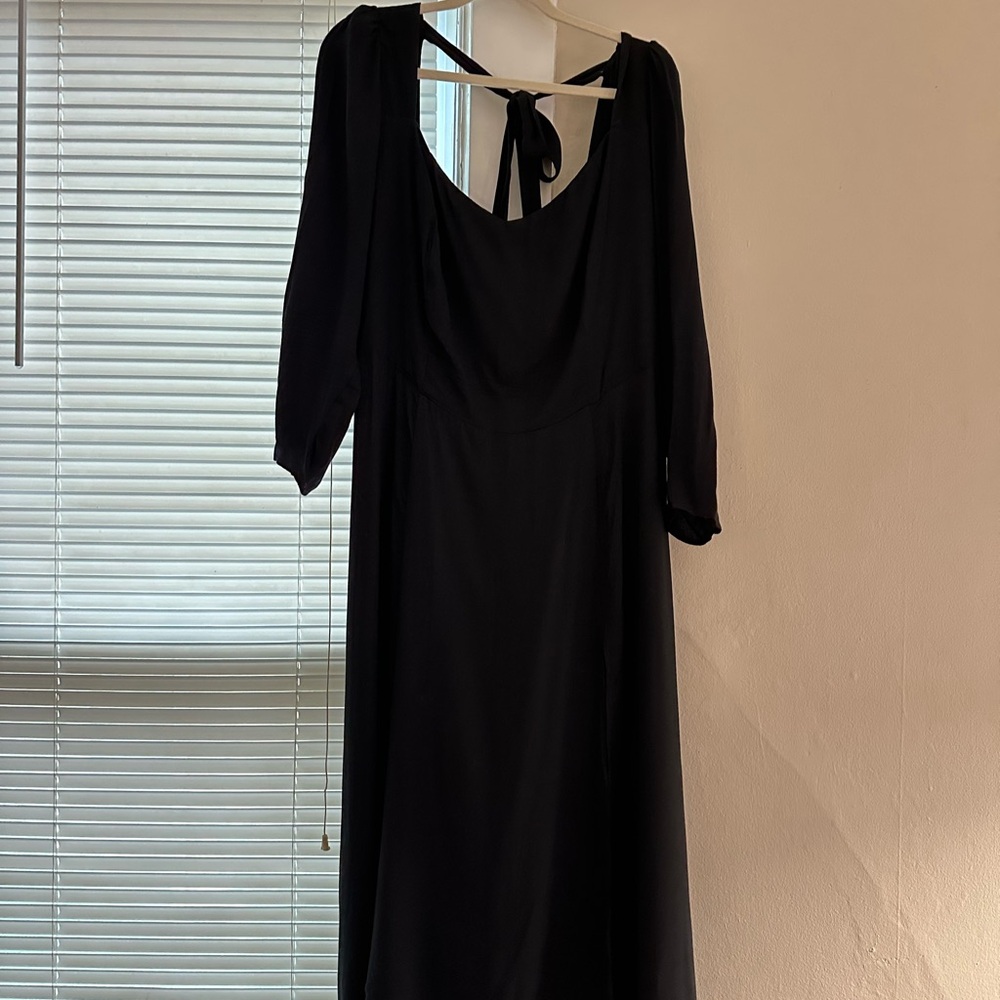 Black Midi Dress With Tie Back